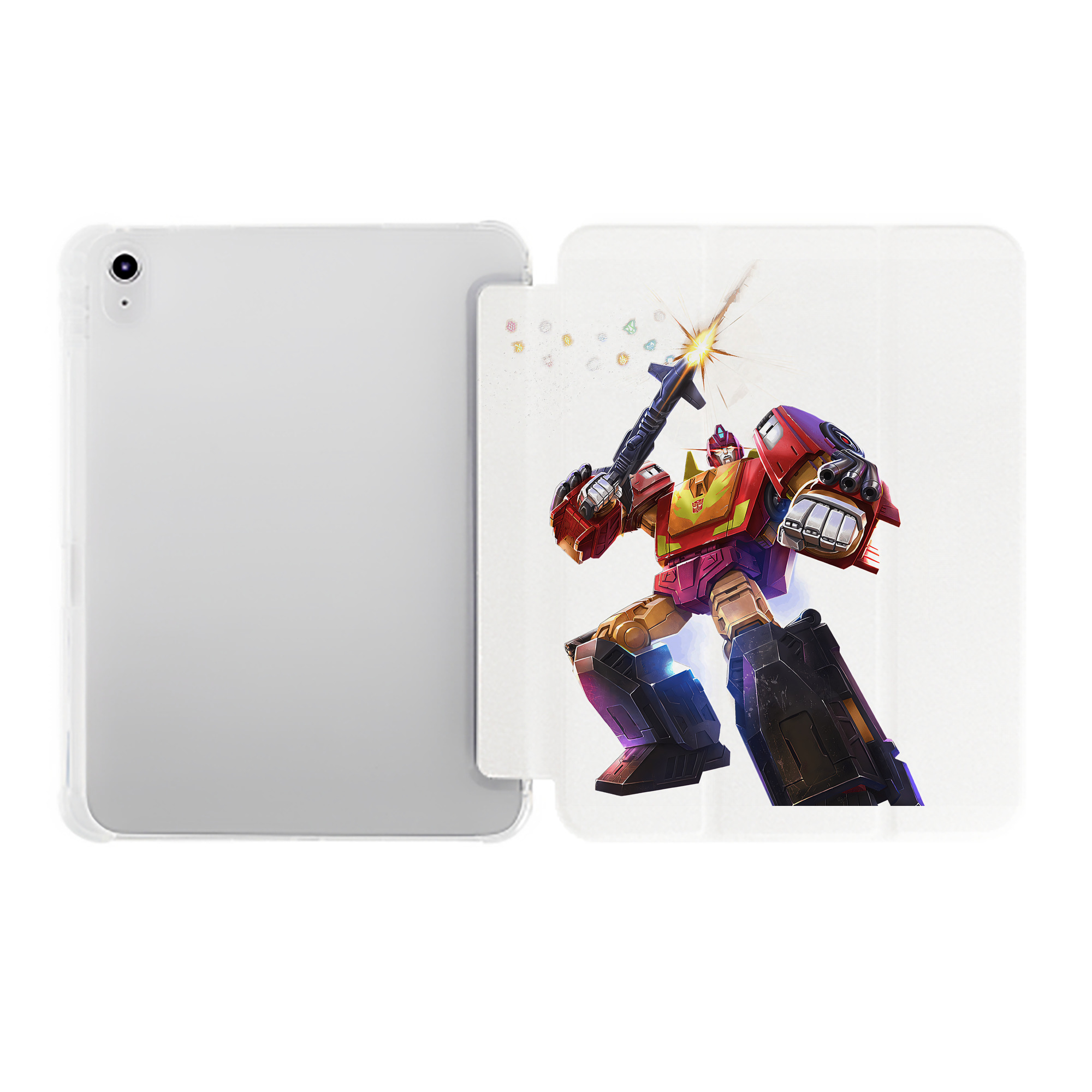 （画像用） Transformers トランスフォーマー IPad ケース ペン収納付き 三つ折りスタンド PUレザー×シリコン 対応機種9.5/10.5/10.9インチ